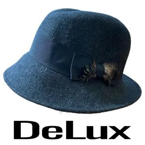 Delux Gray 100% Wool Hat Unisex Size 57cm